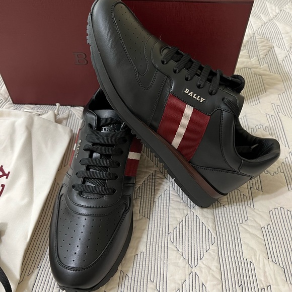 - Bally Men’s Astel Leather Sneakers In Black - Picture 7 of 12